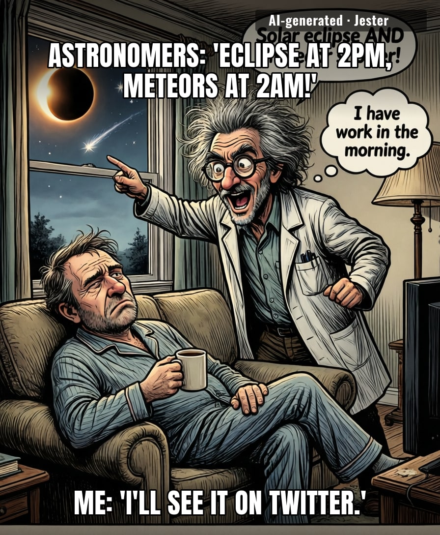 The universe finally scheduled a double-header — and I've still got laundry to fold.