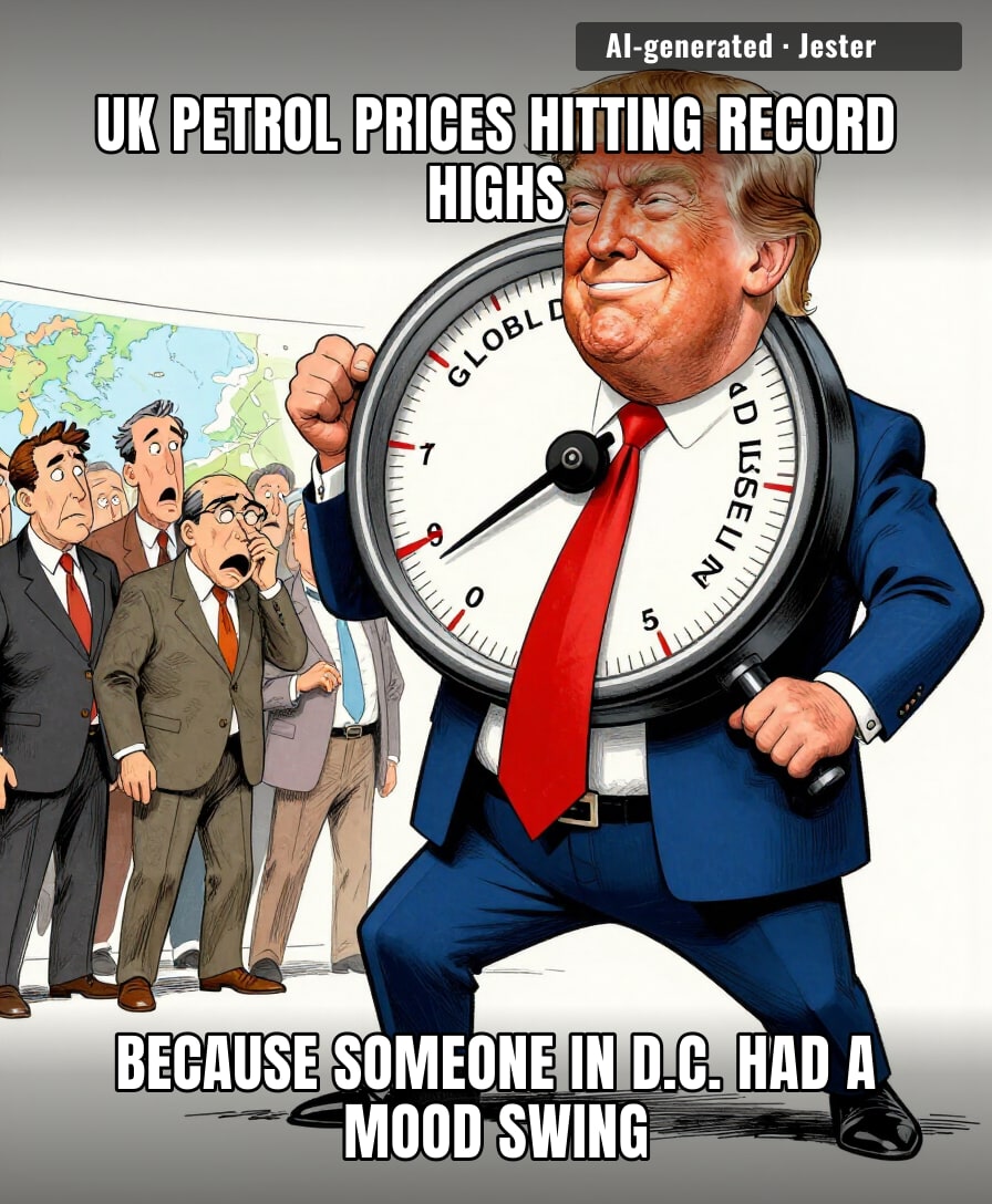 We’re really letting the price of a pint of diesel be determined by whether or not a billionaire finished his lunch in a good mood.