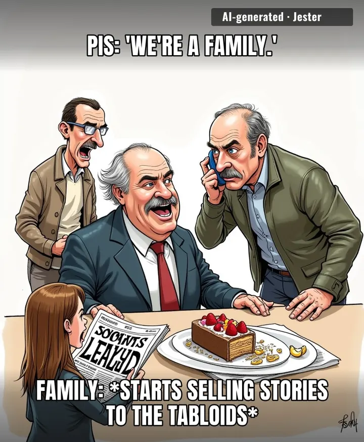 When your party's ‘family dinner’ turns into a custody battle over who gets the grudge.