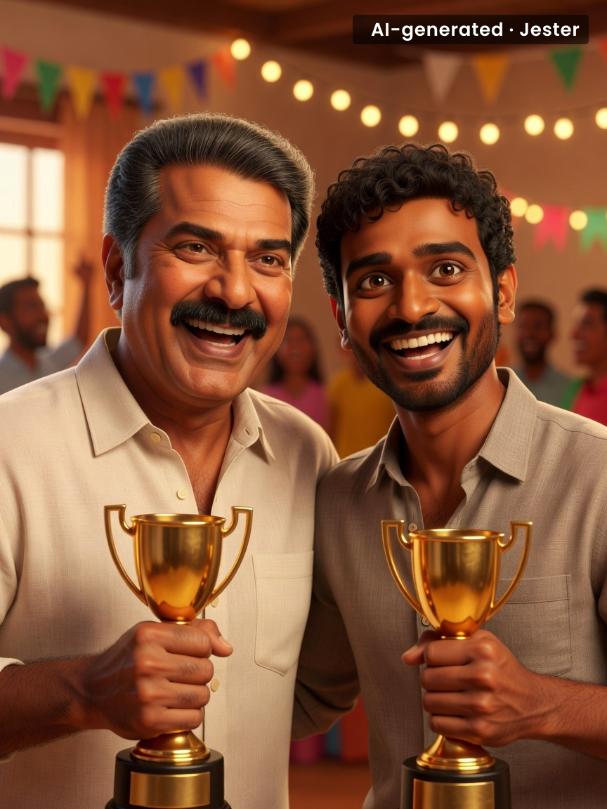 Mammootty and Dhanush just made winning look like a group hug.