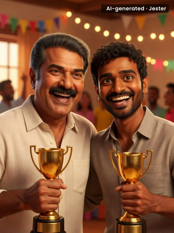 Mammootty and Dhanush just made winning look like a group hug.