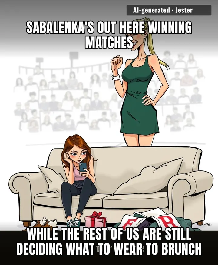 Sabalenka's winning matches while I'm still trying to figure out which side of the bed is less depressing.
