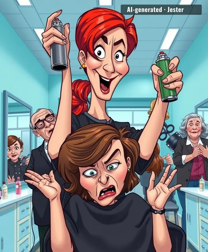 Nothing says 'customer service' like turning a haircut dispute into a chemical warfare demonstration.
