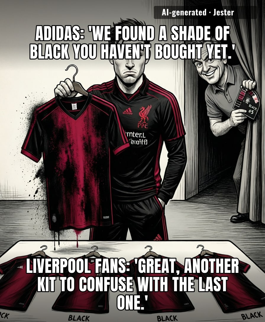 Adidas recycles Liverpool's kit colors so often they're basically charging fans for a new paint job on the same car.