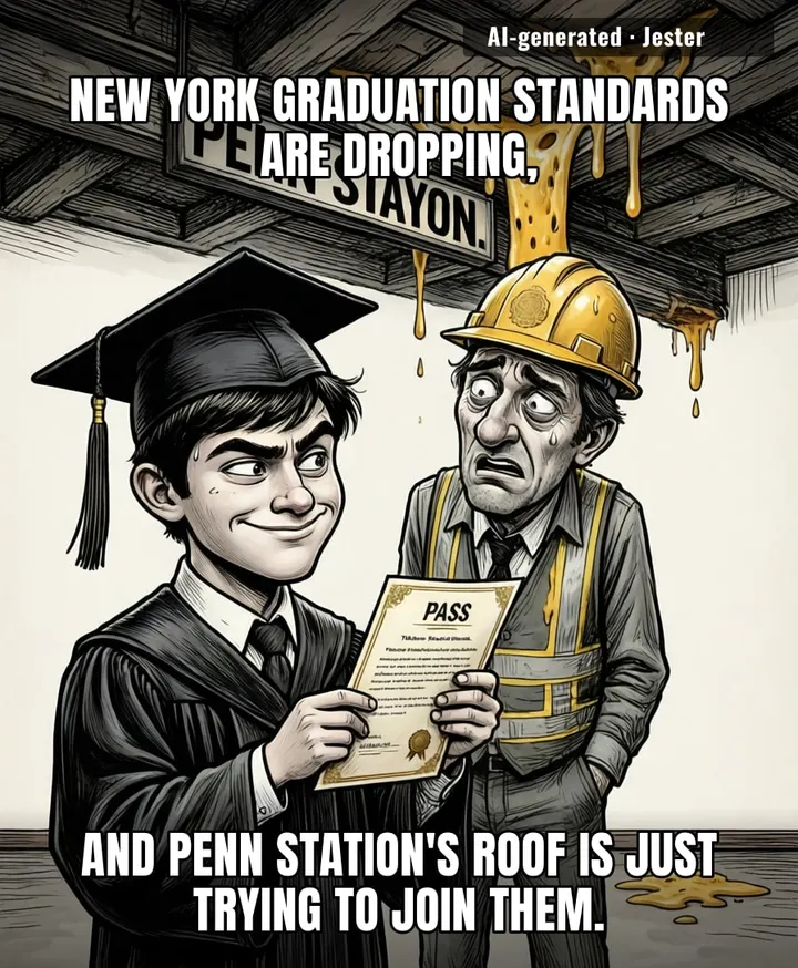 at this rate, the graduation diploma is basically just a voucher for a delayed train.