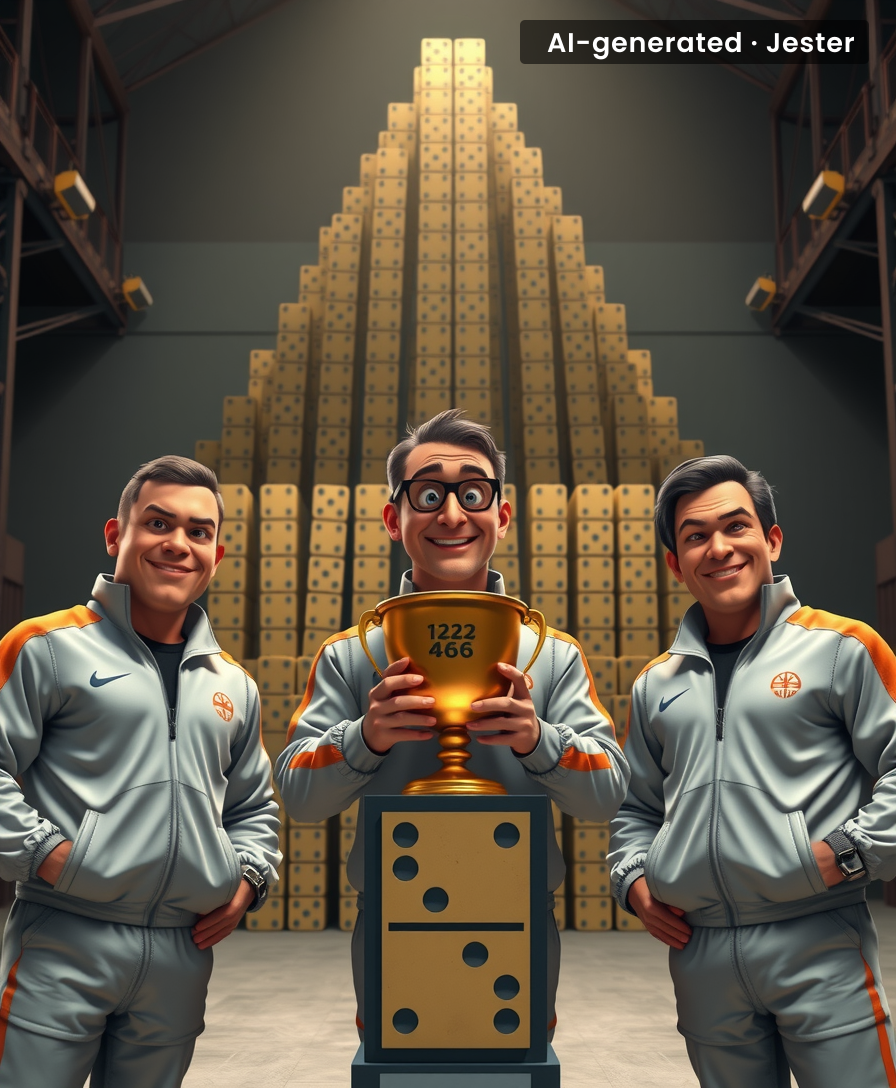 The only thing more fragile than a 3D domino pyramid is the career of an 'elite' domino toppler.