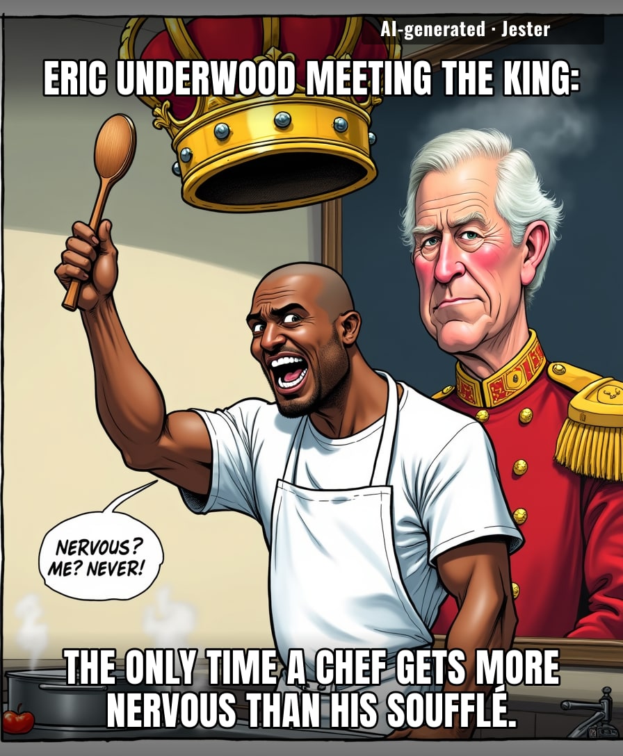 Eric Underwood met King Charles and panicked — so he's basically me walking into a Zoom with my camera on.