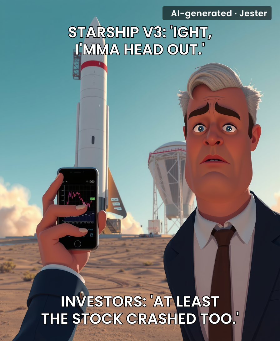 Somewhere, a hedge fund manager just added 'Starship V3 launch abort' to their bingo card.