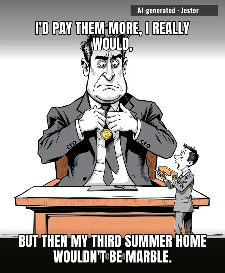 The CEO calling a living wage 'madness' is rich coming from a man who considers a 10% raise for his staff a personal attack on his yacht's fuel budget.