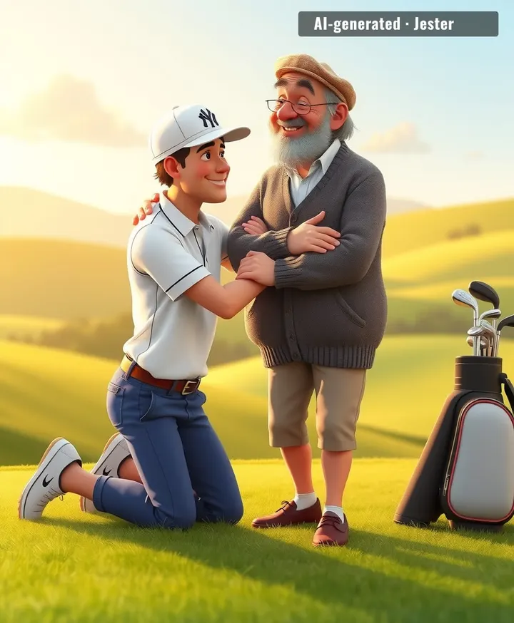 Grandpa's coaching fee: one green jacket, non-negotiable.