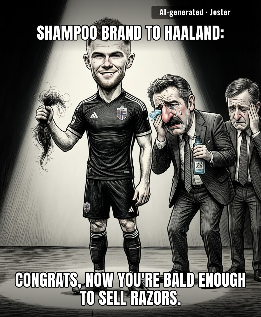 Haaland's haircut didn't just kill his endorsements, it gave his shampoo brand an existential crisis — and now they're Googling 'how to sell conditioner to a cue ball.'