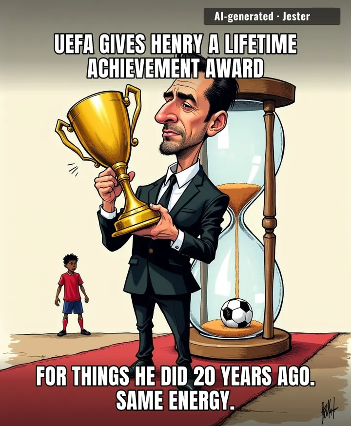 Thierry Henry winning a lifetime achievement award while still being younger than most of the trophies in the room is a flex and a half.