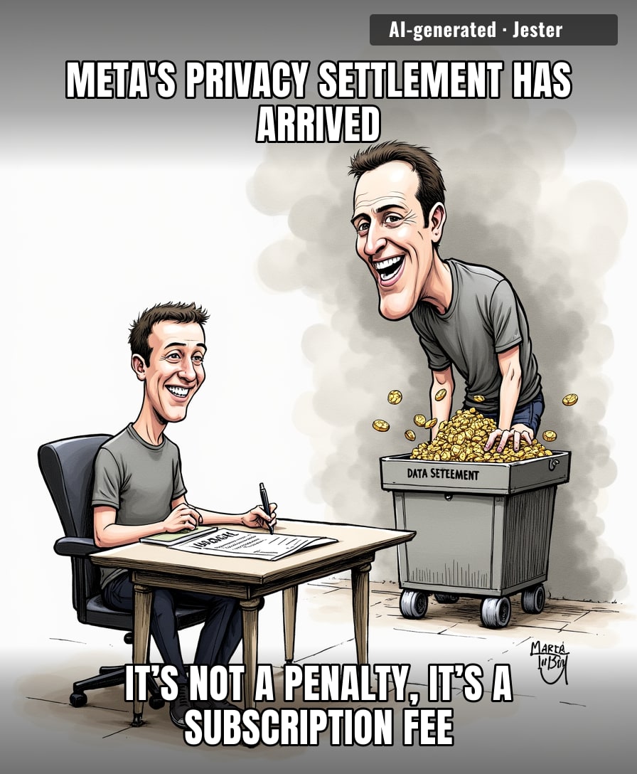 Mark Zuckerberg treats multi-million dollar privacy settlements like a recurring monthly invoice for his 'Surveillance-as-a-Service' tier.