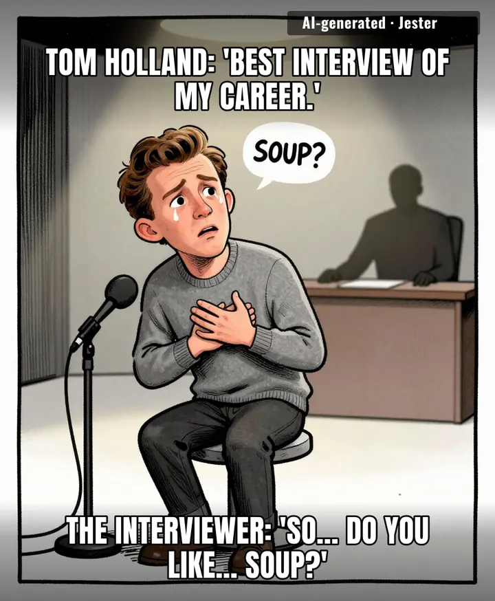 Man who has been asked about the same web fluid for nine years finally gets a question about his feelings.