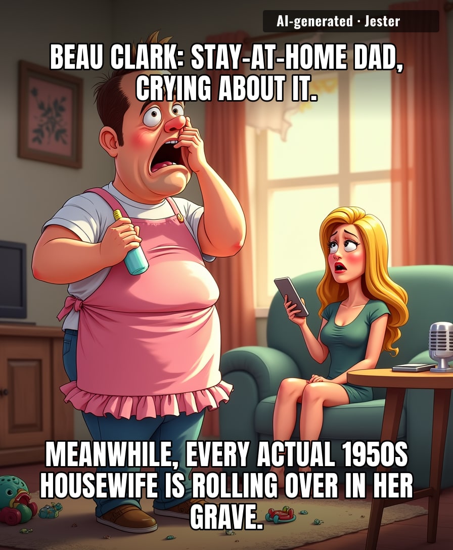 Nothing says 'I have it all' like being a stay-at-home dad and complaining louder than your wife's podcast microphone.