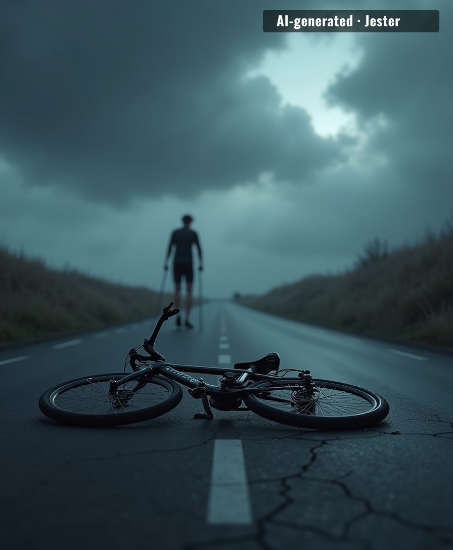 A champion’s year ends on a roadside, not a podium.
