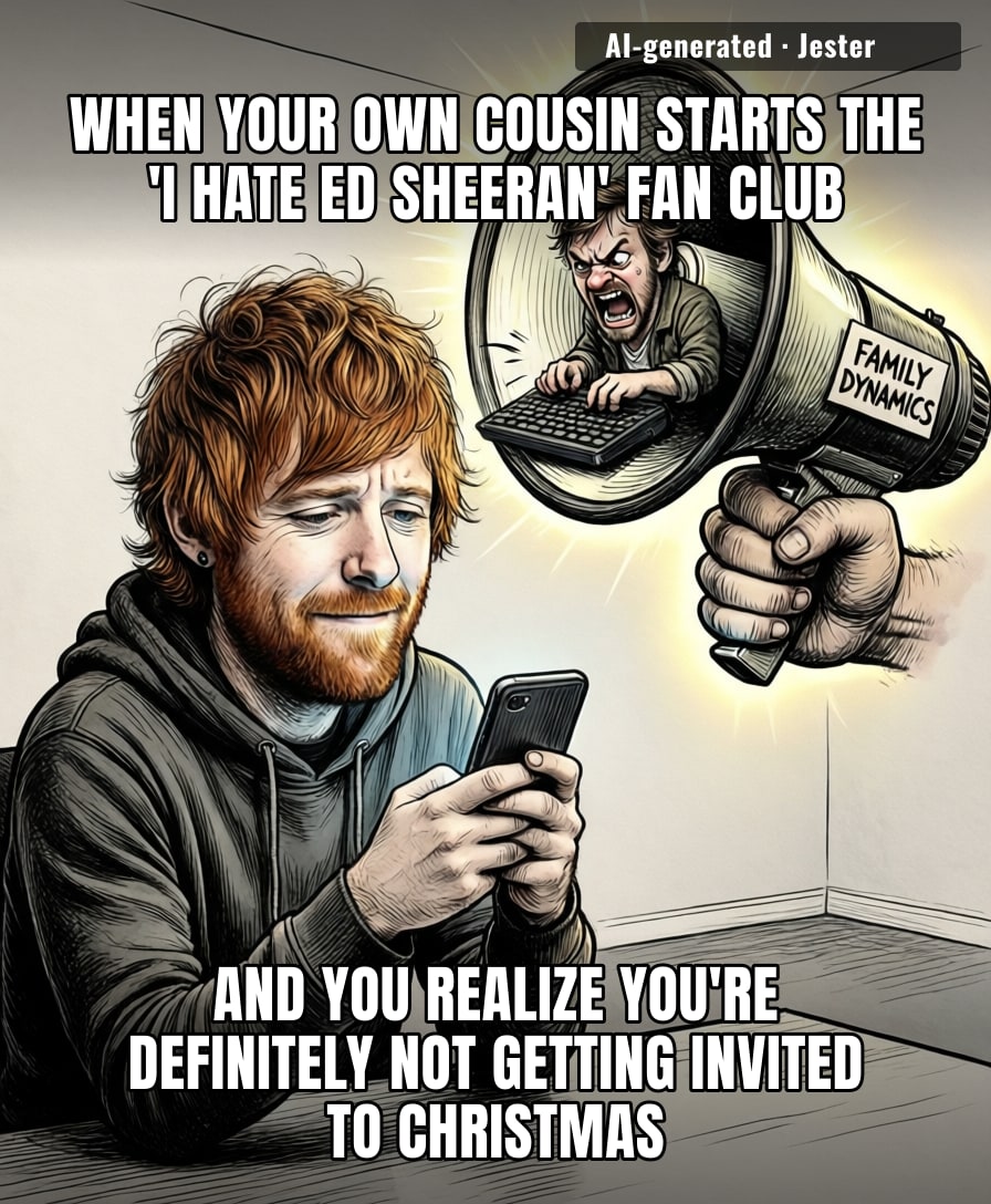 Finally, an Ed Sheeran song with some actual stakes—mostly the risk of your first-blood relative airing your dirty laundry on main.