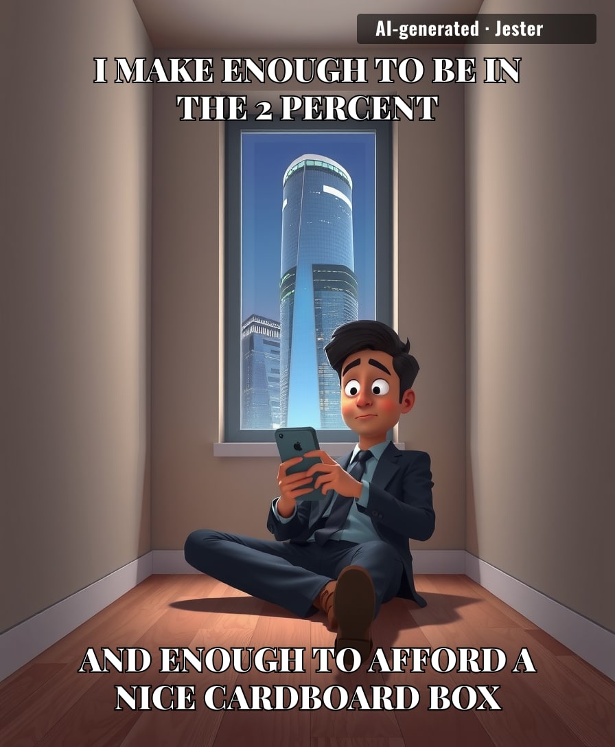 When your salary is in the top 2% but your apartment hunting makes you feel like a Victorian orphan looking for a chimney ledge.