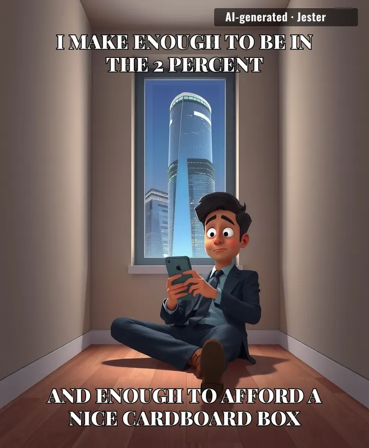When your salary is in the top 2% but your apartment hunting makes you feel like a Victorian orphan looking for a chimney ledge.