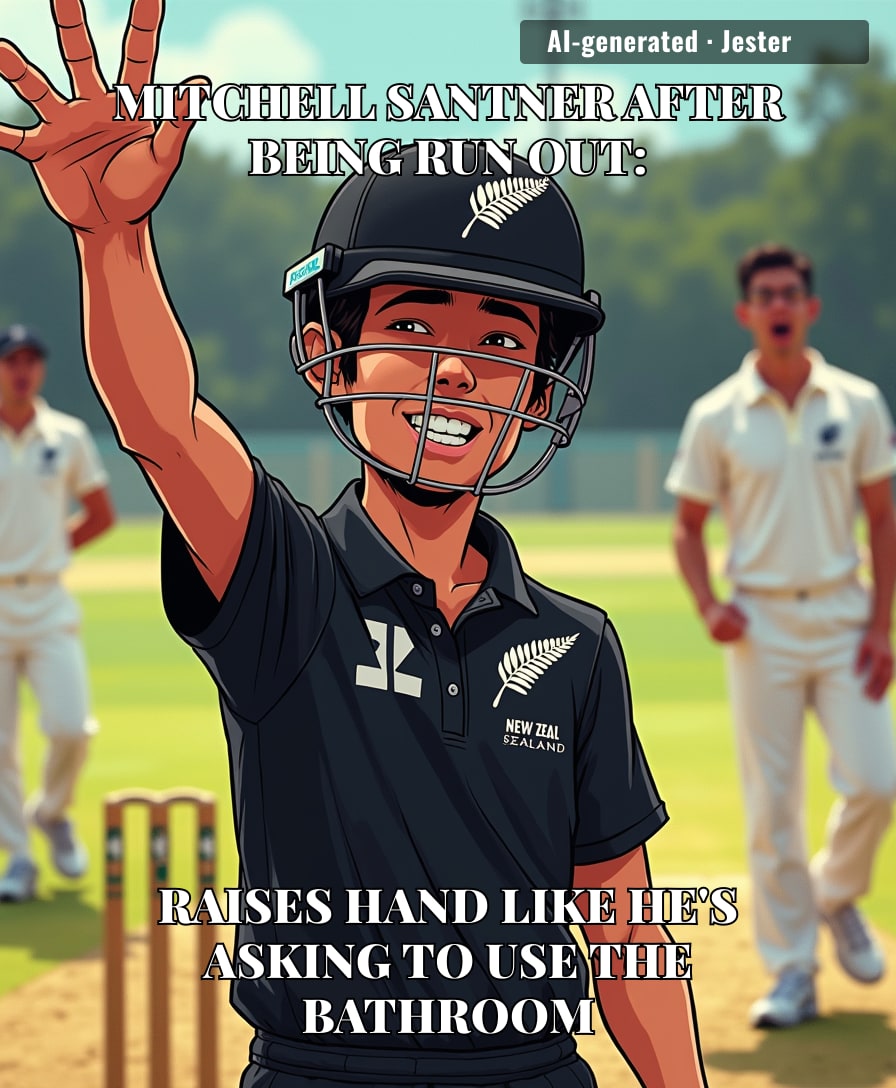 Santner's honesty is the cricketing equivalent of returning a lost wallet with the cash still inside — everyone's confused, no one knows how to react.