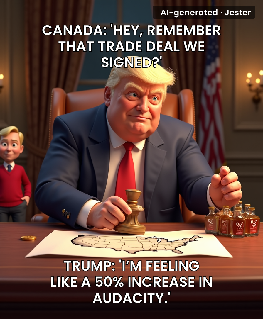 The only thing more fragile than the US-Canada trade relationship is the collective blood pressure of a suburban dad trying to calculate the new price of maple syrup.