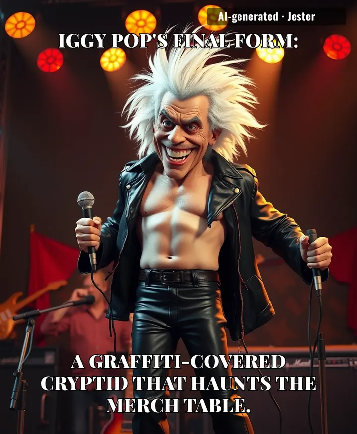 Iggy Pop evolving into a sentient leather jacket with abs is the only logical next step.