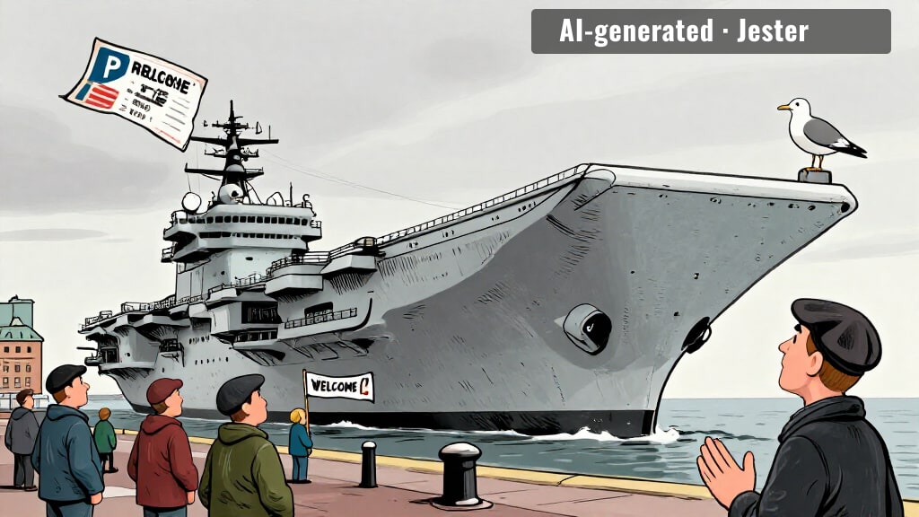 A 65,000-tonne warship pulling into Belfast to be admired is just a lad posting his new car in the group chat.