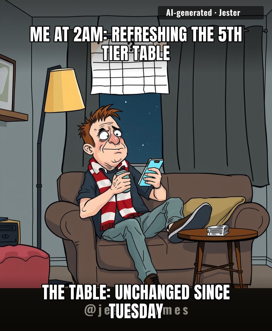 Nobody watches the National League. That's why the table's the only thing in Britain that still updates on time.