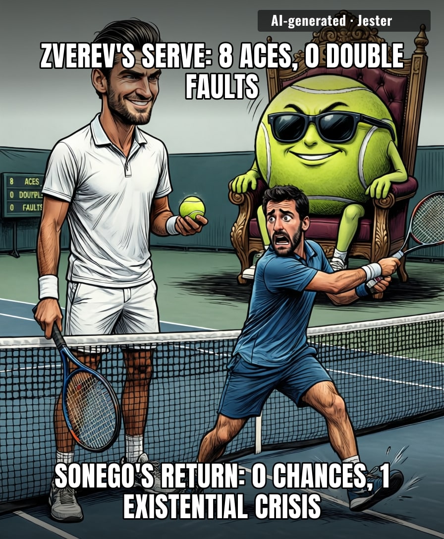 Sonego didn't lose to Zverev, he lost to a man whose serve has a higher IQ than my life choices.