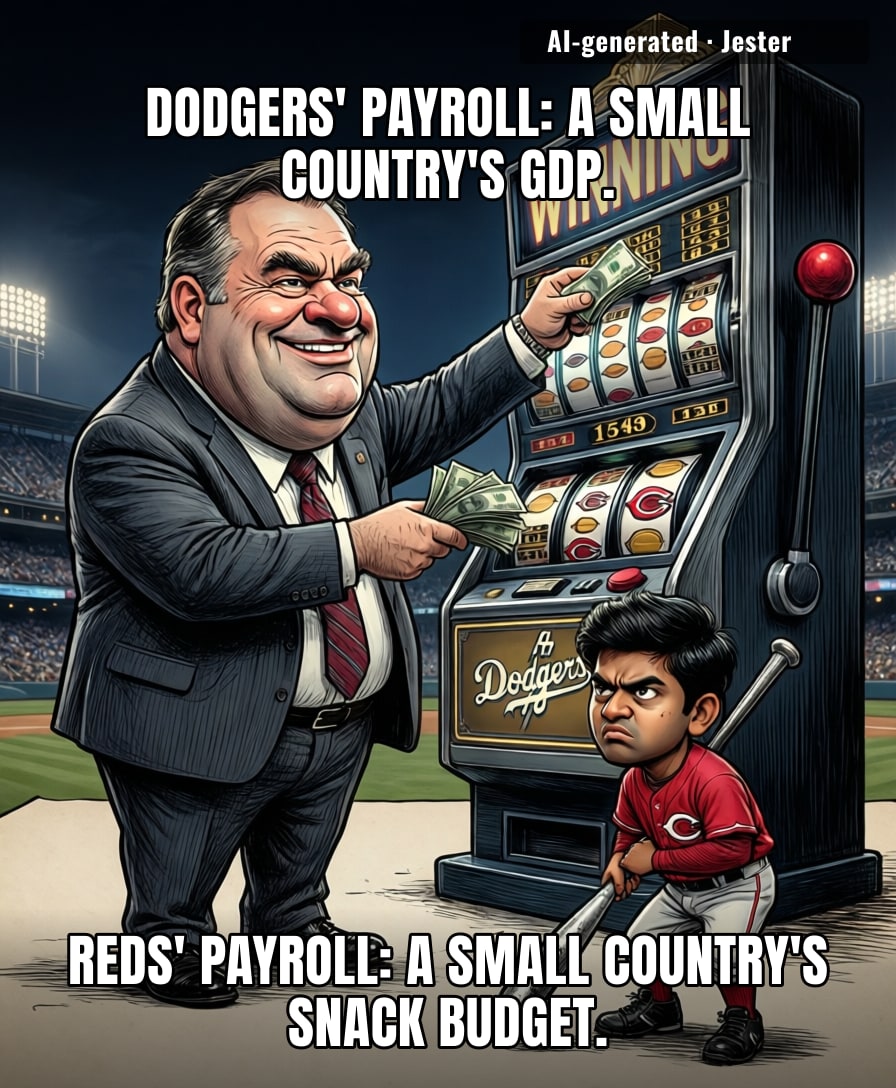 The Dodgers buy championships like they're confused about the price tag, and the Reds just bring a coupon.