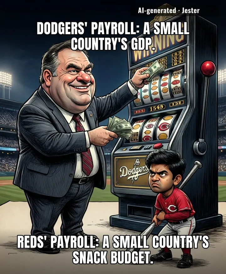 The Dodgers buy championships like they're confused about the price tag, and the Reds just bring a coupon.