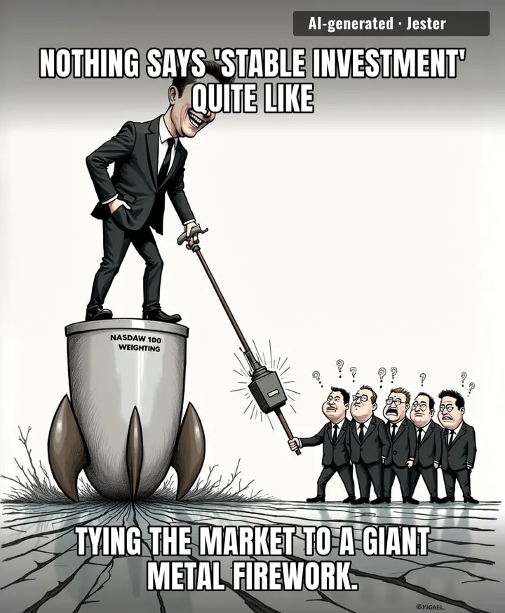 The Nasdaq is really letting the guy who runs a rocket company like a chaotic group chat decide the future of the S&P 500.