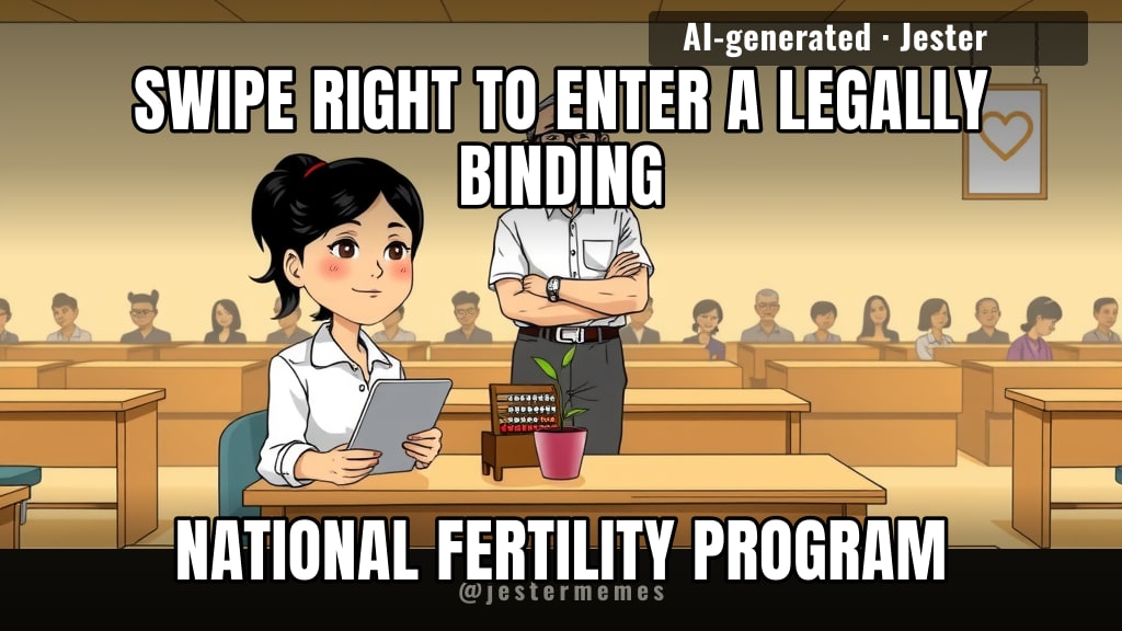 0.87 children per woman isn't a birthrate, it's a cry for help and a spreadsheet that said 'build an app.'
