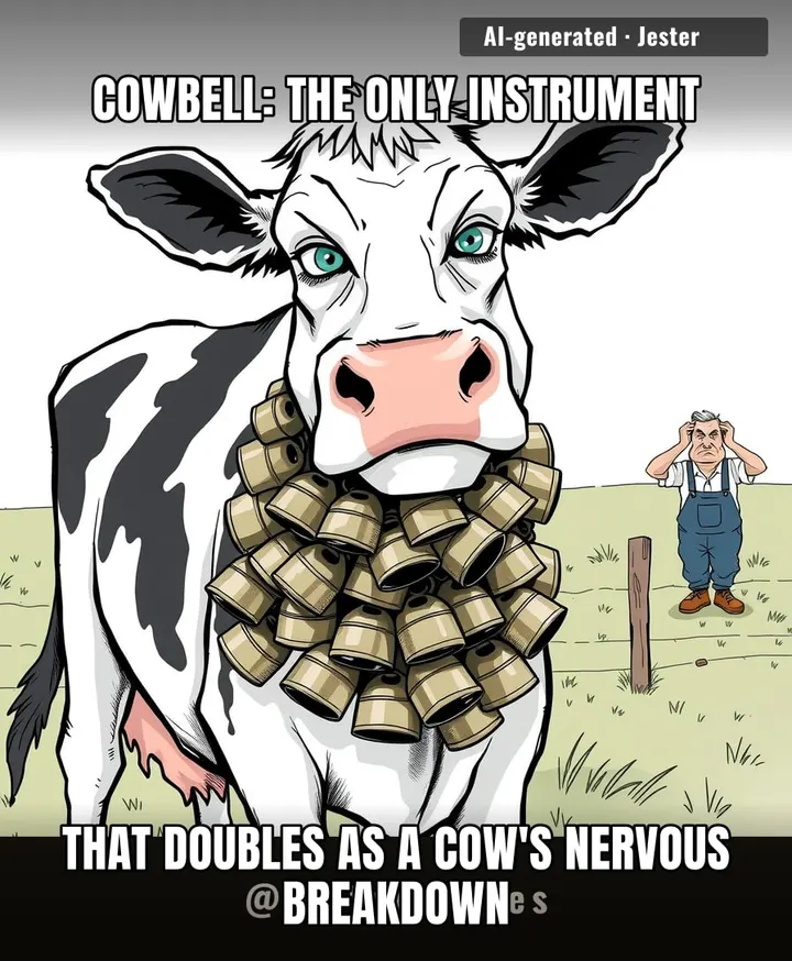 That's not a cowbell, that's a bovine wind chime with a tinnitus diagnosis.