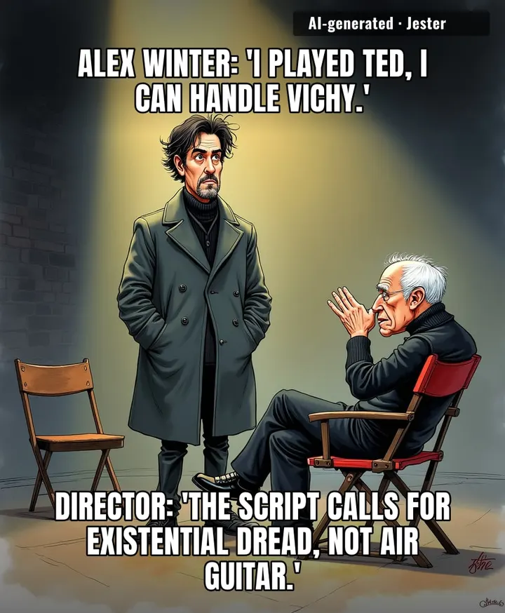 Alex Winter trading Bill & Ted's time machine for Vichy's waiting room is the most brutal downgrade since Keanu swapped the bus for John Wick's dogs.