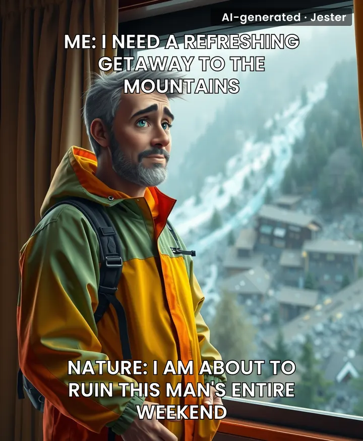 Nothing says a relaxing vacation like paying premium rates to be trapped in a hotel room while the mountains dissolve outside your window.