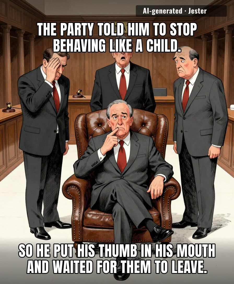 Thumb in mouth, spine presumably also in mouth.