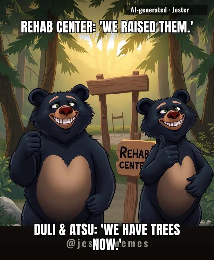 Two bears ghosted their foster parents, and honestly? The texts were just camera-trap photos of them climbing trees.