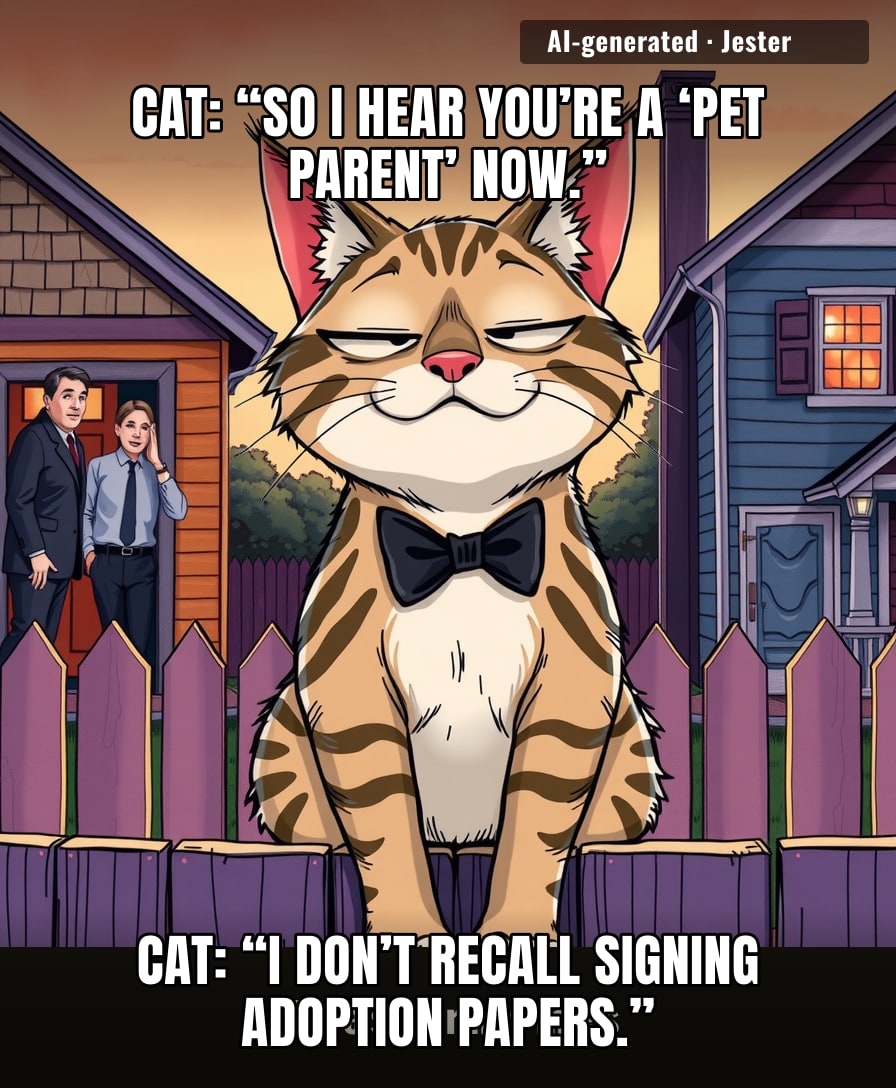 The cat’s lawyer will be in touch about custody of the couch.