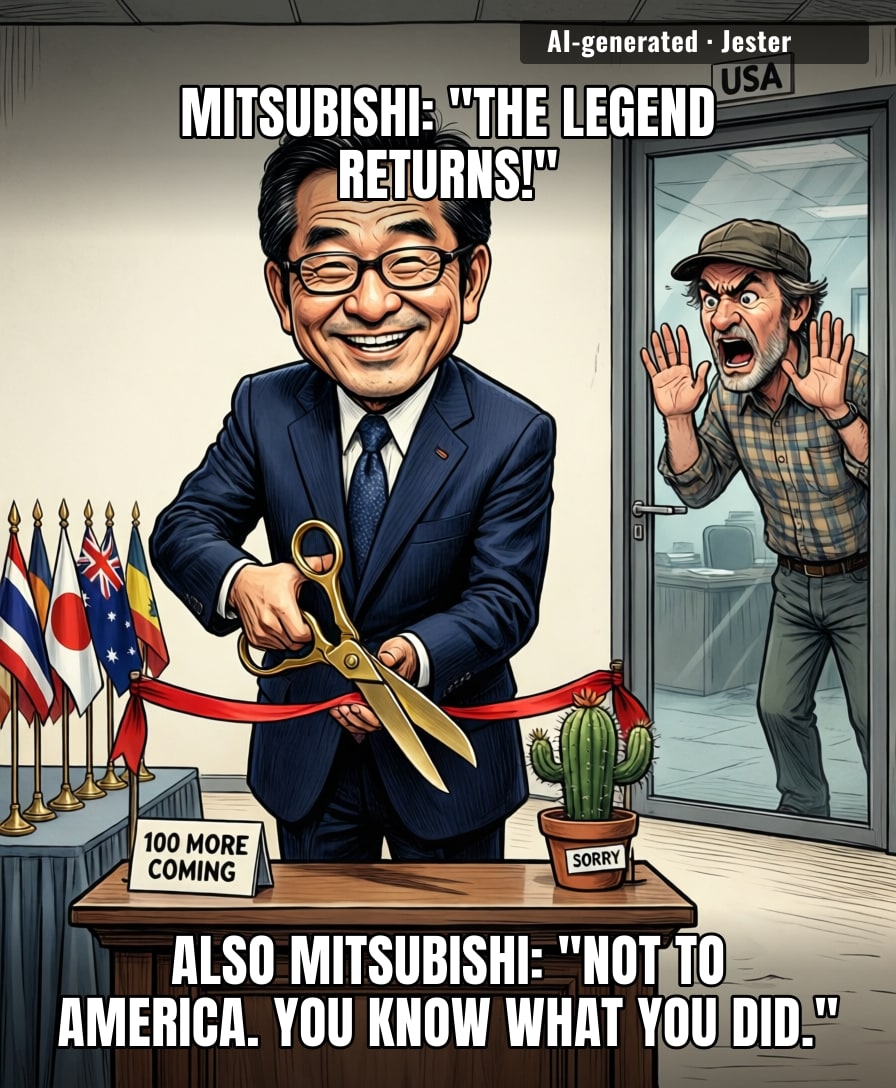 Mitsubishi resurrected the Pajero for 100 countries and put America in the same bucket as the nations it forgot to invite to the group chat.