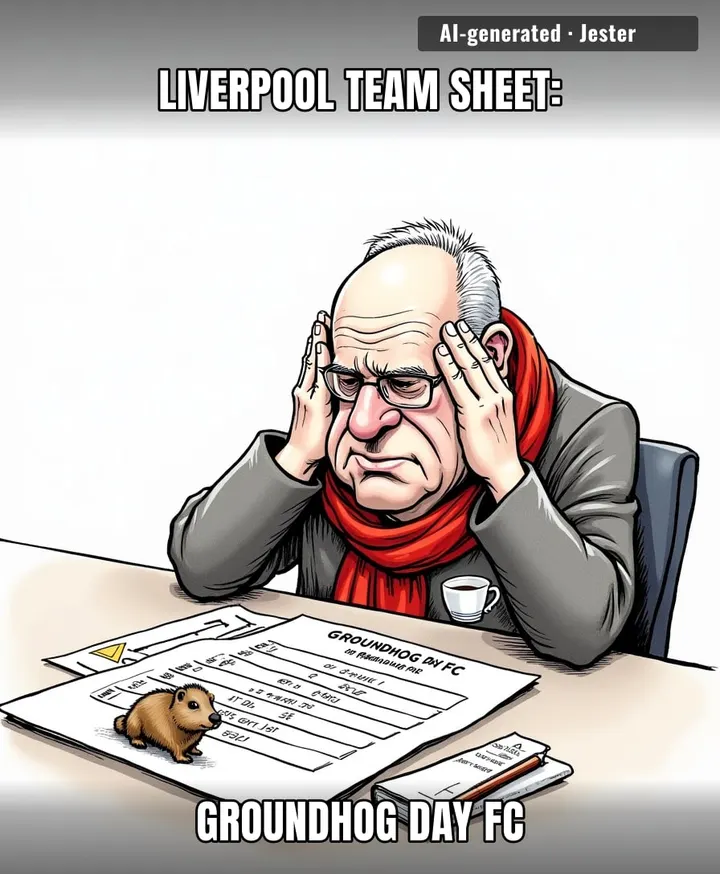 Liverpool's team sheet is starting to feel like my Netflix queue: same 11 options, still picking the wrong one.