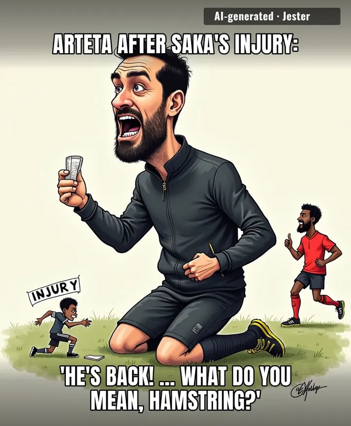 Saka's hamstring has seen more comebacks than a retired boxer with unpaid taxes.