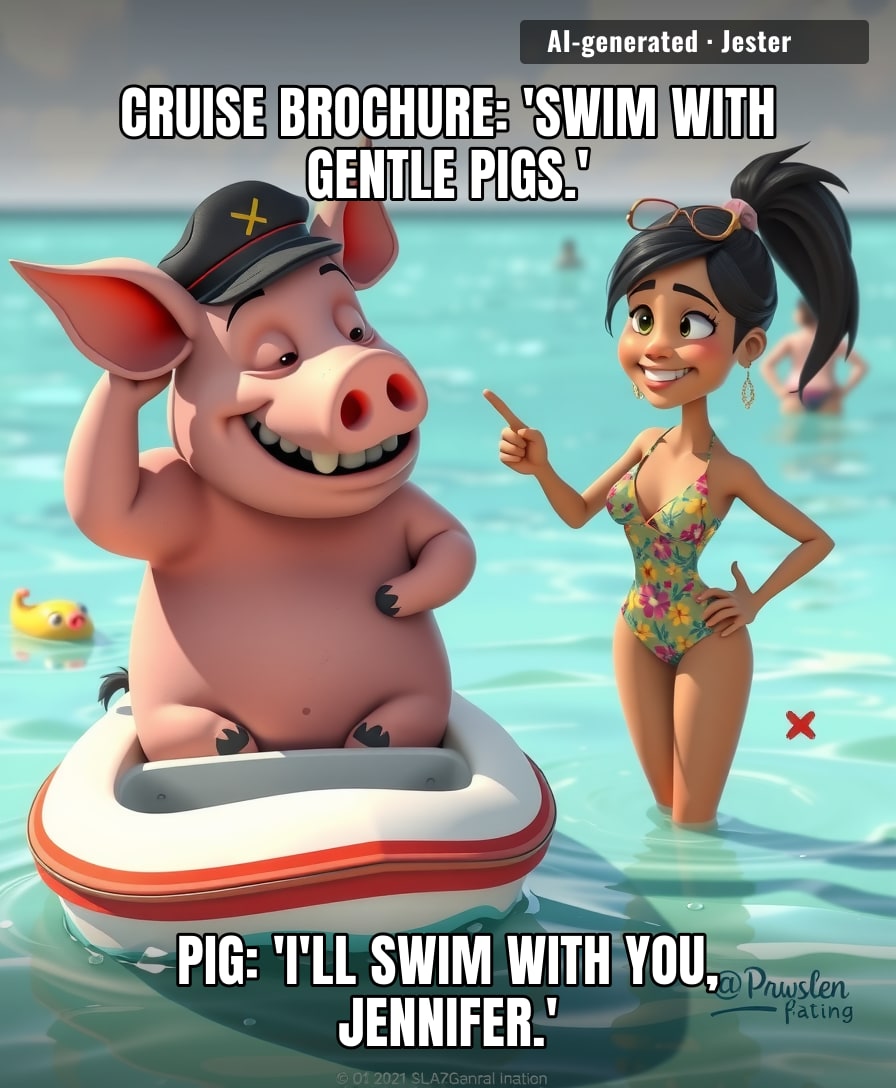 The pig was just trying to add 'eat a tourist' to its cruise ship bingo card.
