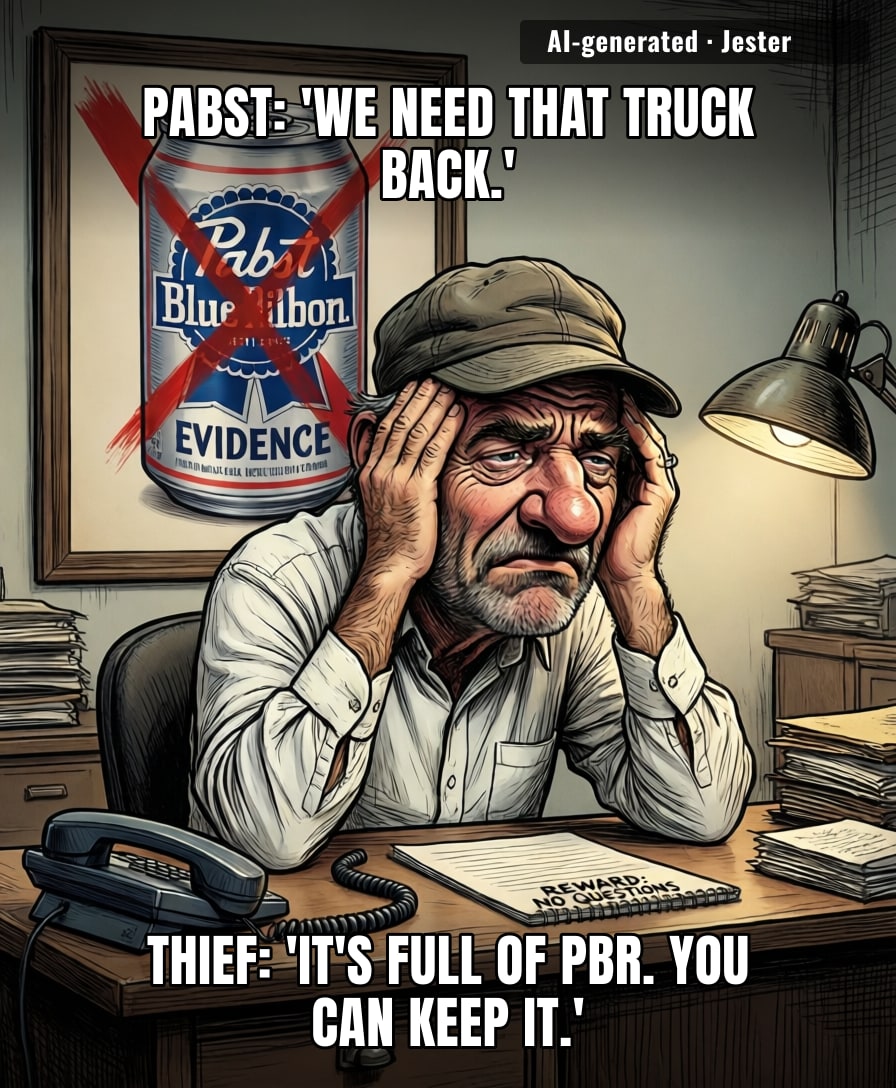 Only Pabst could make stealing 40,000 pounds of beer feel like a punishment.