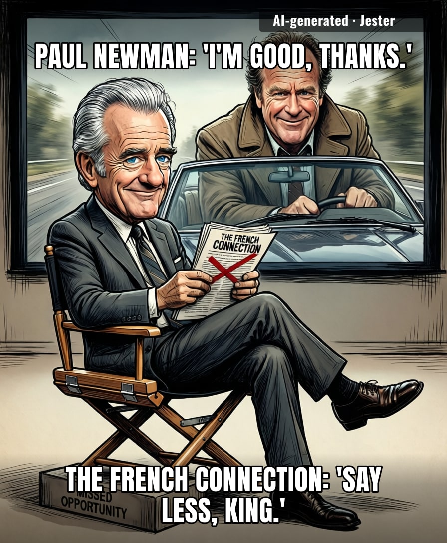 Newman dodging 'The French Connection' is the cinematic equivalent of dumping a stock that immediately quintuples — but with a better car chase.