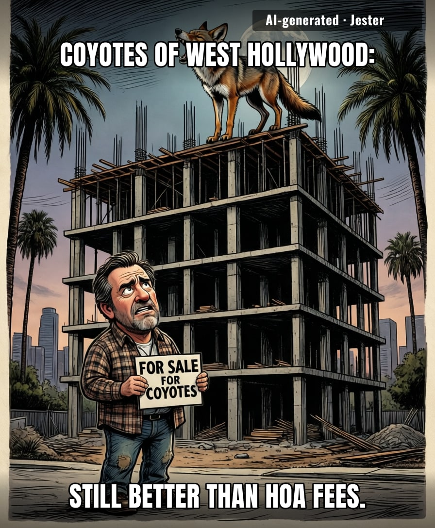 Only in LA can you not afford a condo but the coyotes can.