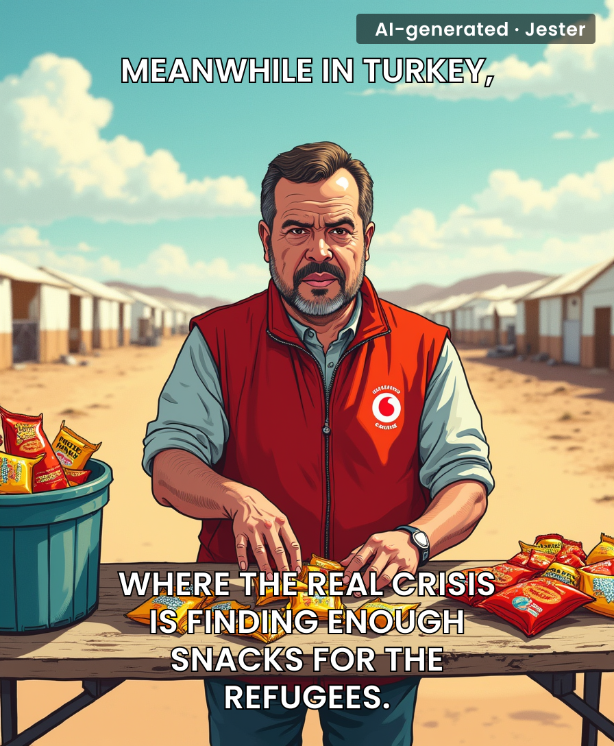 So, Alper Kucuk is talking about the refugee crisis, but is he talking about the snack crisis?