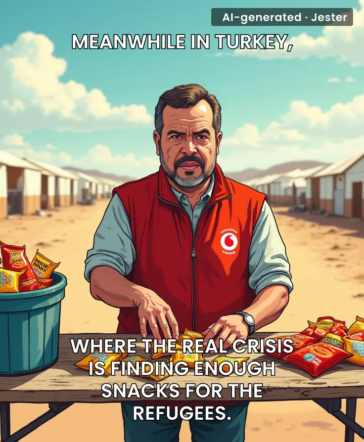 So, Alper Kucuk is talking about the refugee crisis, but is he talking about the snack crisis?