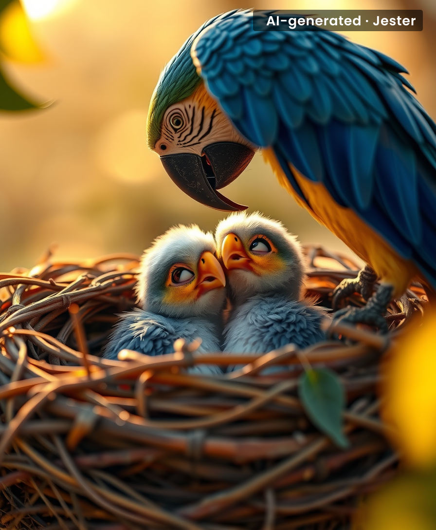 The proud parents are already teaching them to say 'Polly want a cracker' in two languages.