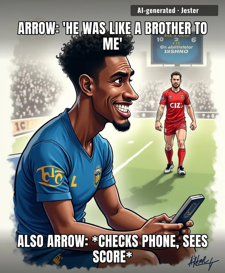 Celebrating his mate's retirement like a good bloke, but the real eulogy is the 50-6 scoreline.